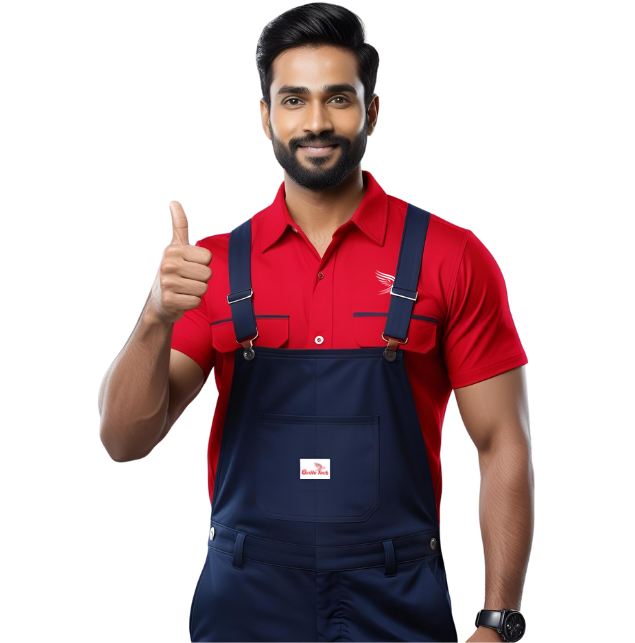 HVAC technician holding duct and giving thumbs up – Grilletech Saudi